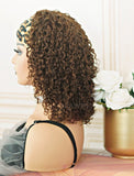 #4 Medium Brown Headband Wig Curly Human Hair Wigs (WITH FREE TRENDY HEADBAND)