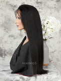 Yaki Straight Human Hair Glueless Full Lace Wigs With Baby Hair