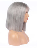 Silver Gray Human Hair Bob Wig Colorful Lace Wigs