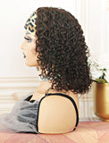 #3 Chocolate Brown Headband Wig Curly Human Hair Wigs (WITH FREE TRENDY HEADBAND)