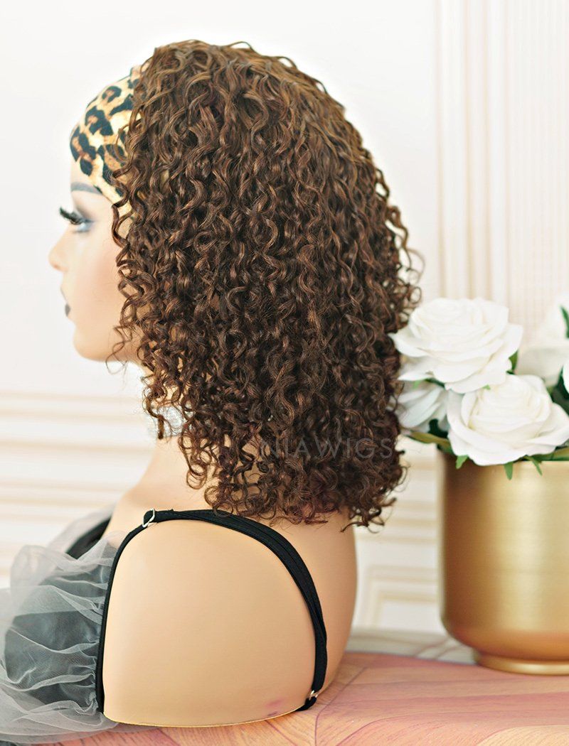 2022 Best Selling Headband Wig Curly Human Hair Wigs (WITH FREE TRENDY HEADBAND)