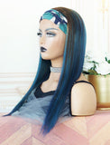 Kimberly #Ink Blue Headband Wig Human Hair Wigs (WITH ONE FREE TRENDY HEADBAND)