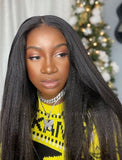 Yaki Straight Human Hair Skin Base Lace Front Wigs