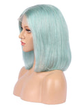 Mint Teal Human Hair Bob Wig Colorful Lace Wigs