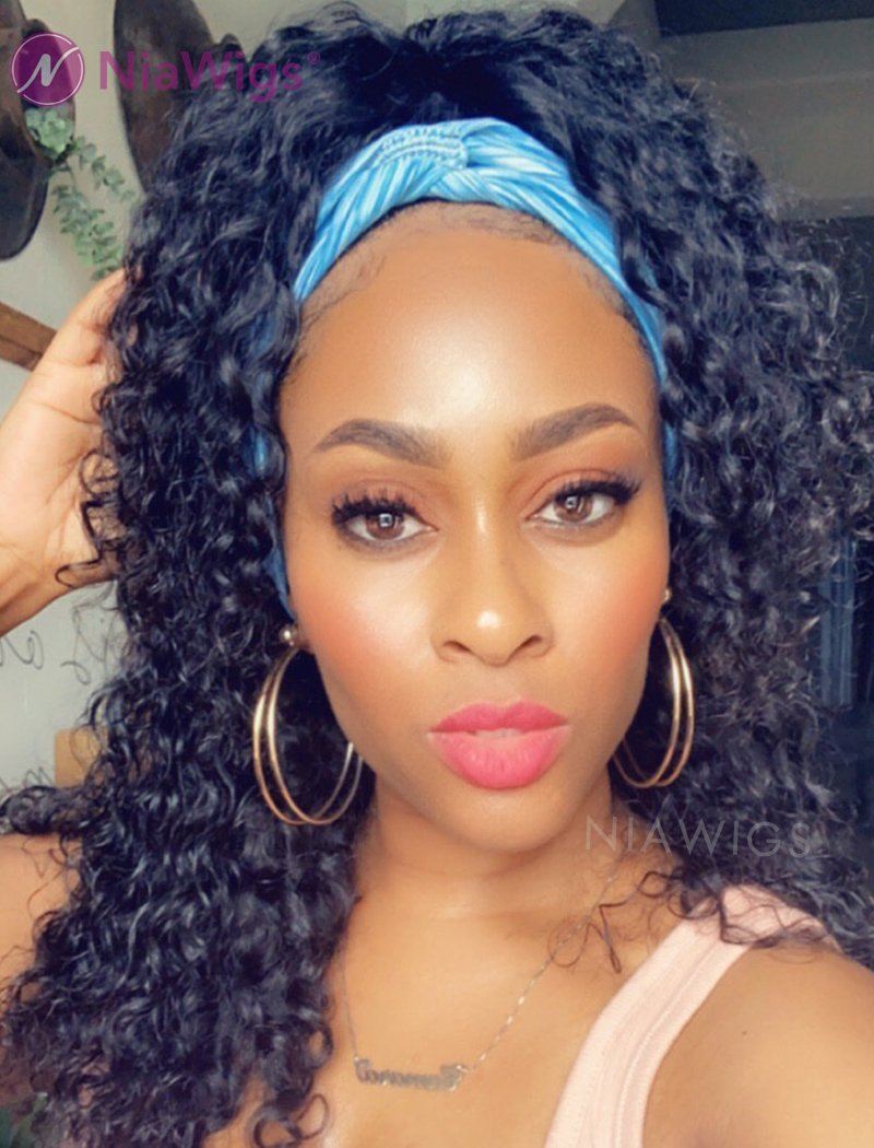 Headband Wig 2022 Fashion Curly Human Hair Wigs WITH FREE TRENDY