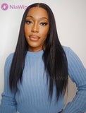 Kinky Straight Human Hair 5x5 Inches Lace Front Wigs With Natural Hairline