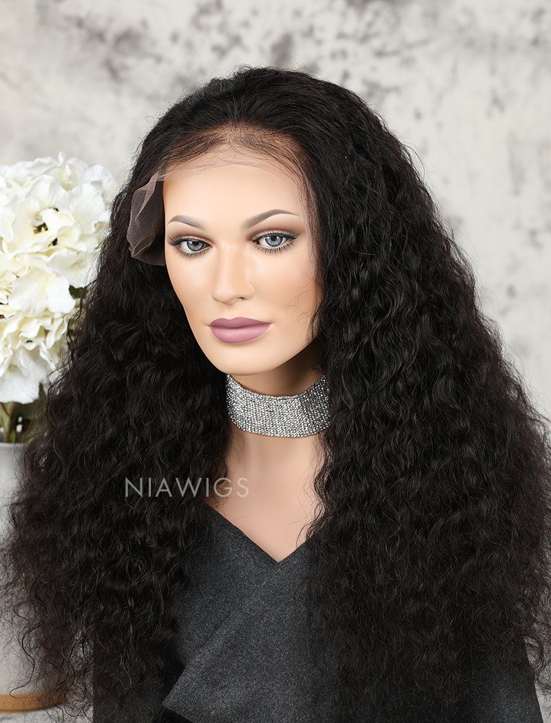Deep Wave Human Hair Glueless Full Lace Wigs With Baby Hair
