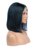 Prussian Blue Human Hair Bob Wig Colorful Lace Wigs