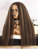 Jazmine #Highlight Kinky Straight Human Hair Lace Colored Wigs