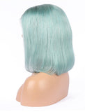 Mint Teal Human Hair Bob Wig Colorful Lace Wigs