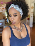 #1 Jet Black Afro Kinky Curly Headband Wig Human Hair Wigs