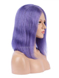 Lavender Human Hair Bob Wig Colorful Lace Wigs