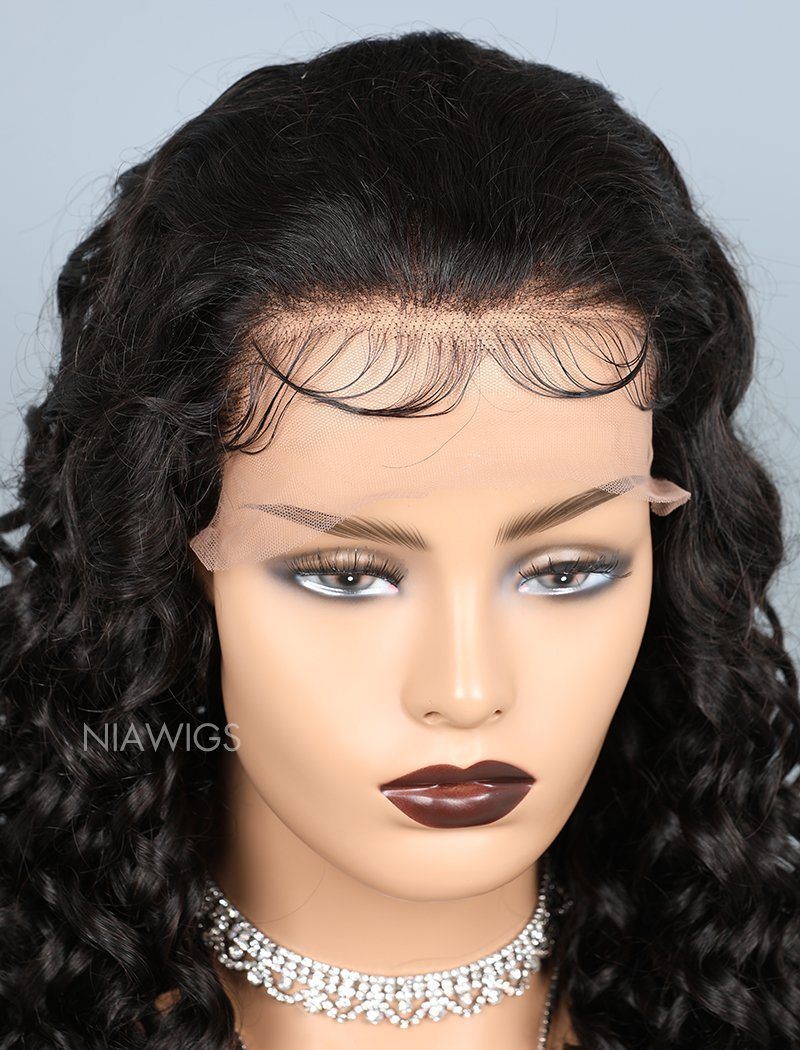 Natural Wave Glueless Full Stretchable Human Hair Wigs With Baby Hair