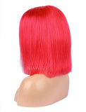 Watermelon Red Human Hair Bob Wig Colorful Lace Wigs