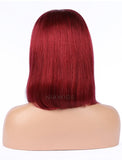 Dark Red Human Hair Bob Wig Colorful Lace Wigs