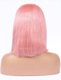 Pink Human Hair Bob Wig Colorful Lace Wigs