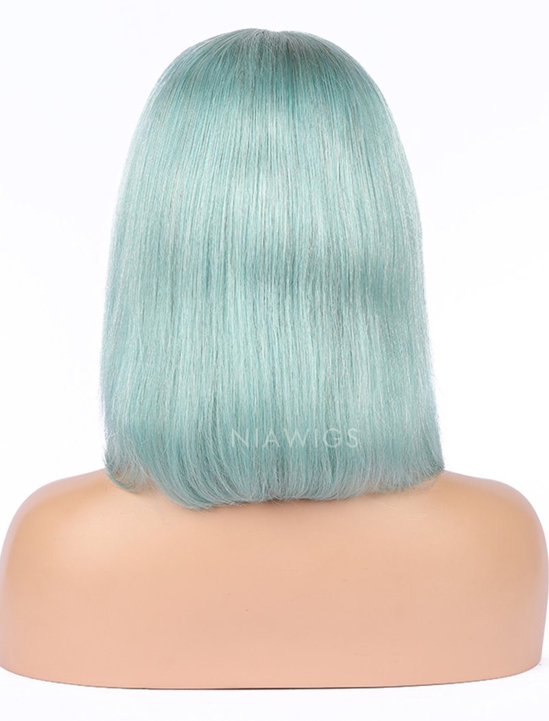 Mint Teal Human Hair Bob Wig Colorful Lace Wigs