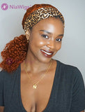 Mona #Burgundy Headband Wig Curly Human Hair Wigs (WITH ONE FREE TRENDY HEADBAND)