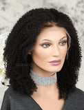 Afro Kinky Curly Human Hair Lace Front Wigs Natural Black Hair Color