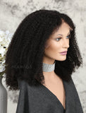 Afro Kinky Curly Human Hair Glueless Full Stretchable Wigs Natural Black Hair Color
