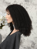 Afro Kinky Curly Human Hair Lace Front Wigs Natural Black Hair Color