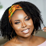 100% Human Hair Wigs Afro Kinky Curly Headband Wig