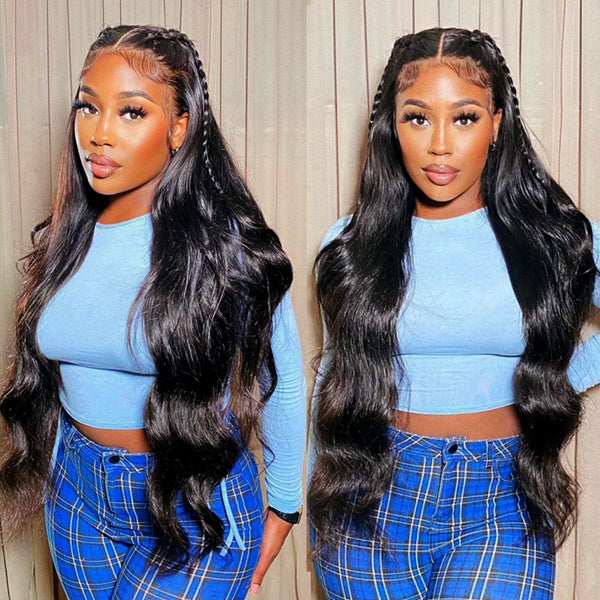 100% Human Hair 24 Inches Long Hair Body Wave 13x3 Inches Lace Front Wigs Preplucked Natural Hairline