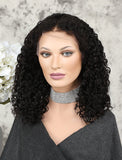 Curly Bob Human Hair Lace Front Wigs Middle Parting