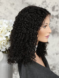 Curly Bob Human Hair Lace Front Wigs Middle Parting
