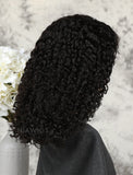 Curly Bob Human Hair Lace Front Wigs Middle Parting