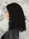 Curly Bob Human Hair Lace Front Wigs Middle Parting