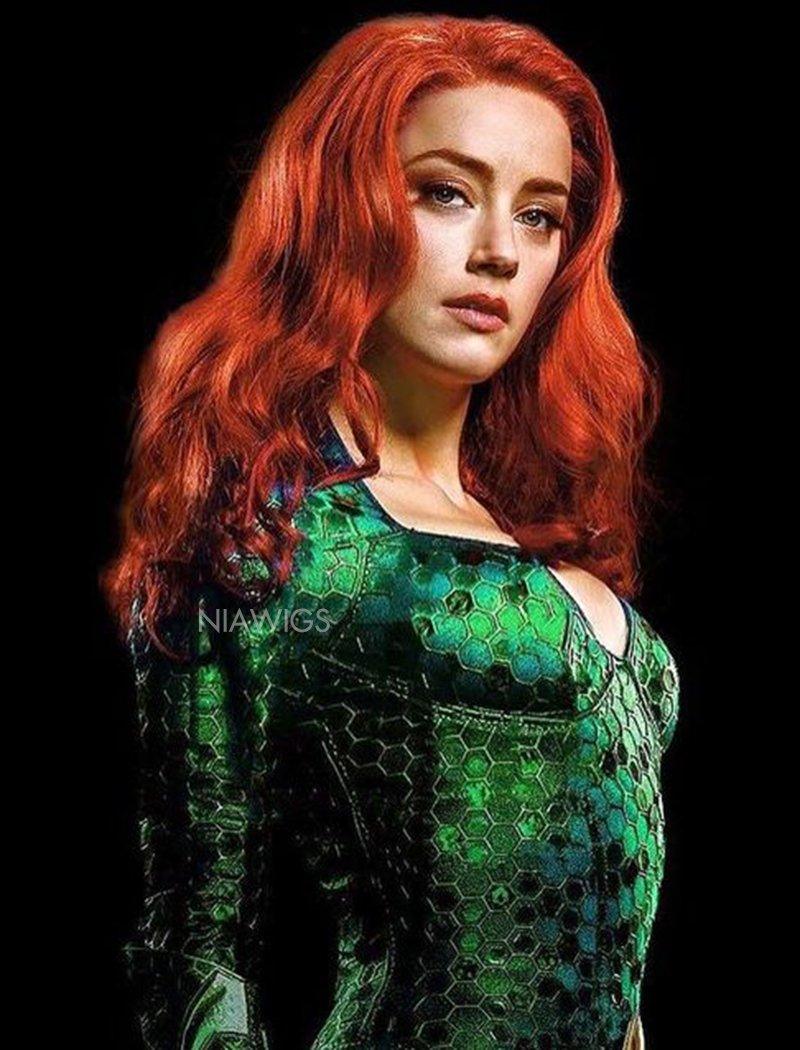 DC Aquaman Mera Inspired Remy Human Hair Wigs Wavy Lace Front Instock Wigs