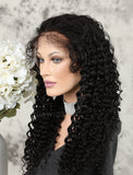 Deep Curly Human Hair Glueless Full Stretchable Wigs Free Parting With Baby Hair