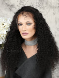 Deep Curly Human Hair Glueless Full Lace Wigs Free Parting With Baby Hair