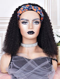 2025 Fashion Kinky Curly Headband Wig Human Hair Wigs (WITH FREE TRENDY HEADBAND)