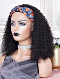 2025 Fashion Kinky Curly Headband Wig Human Hair Wigs (WITH FREE TRENDY HEADBAND)