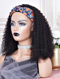 2022 Fashion Kinky Curly Headband Wig Human Hair Wigs (WITH FREE TRENDY HEADBAND)