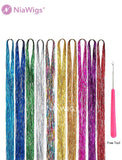 Sparkling Glitter Shiny Silk Hair Tinsel (6 Colors 48 Inch 1200 Strands)
