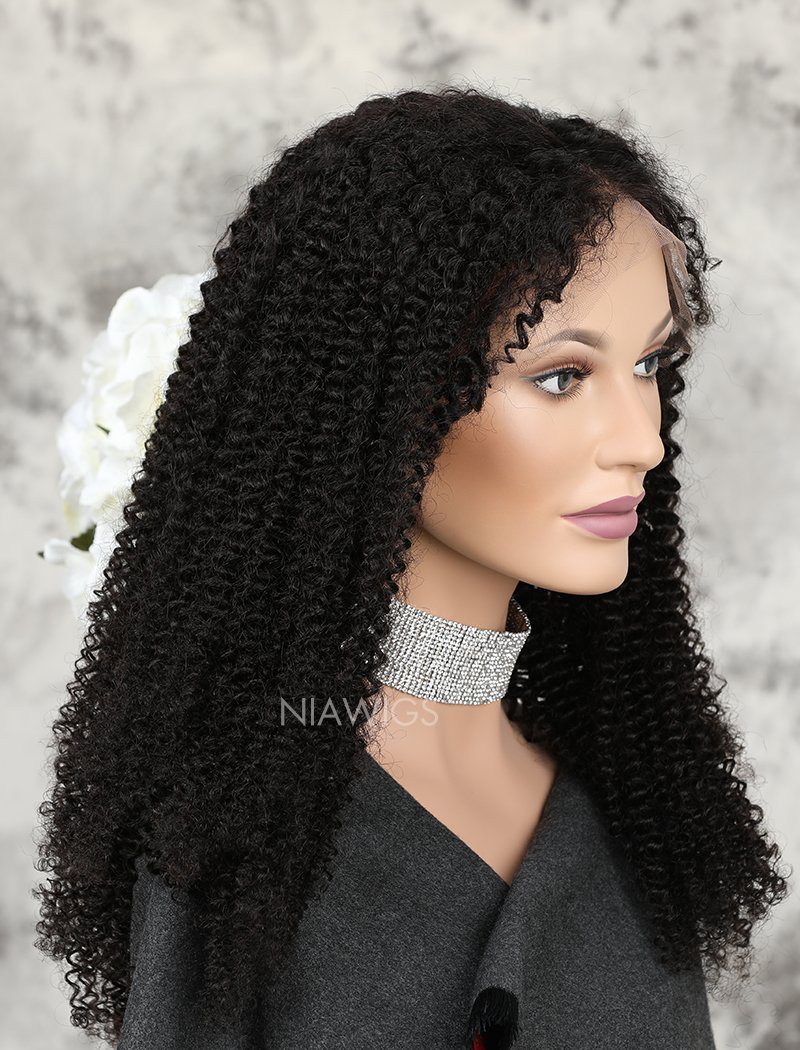 New Arrival Curly Human Hair Glueless Full Lace Wigs Middle Parting