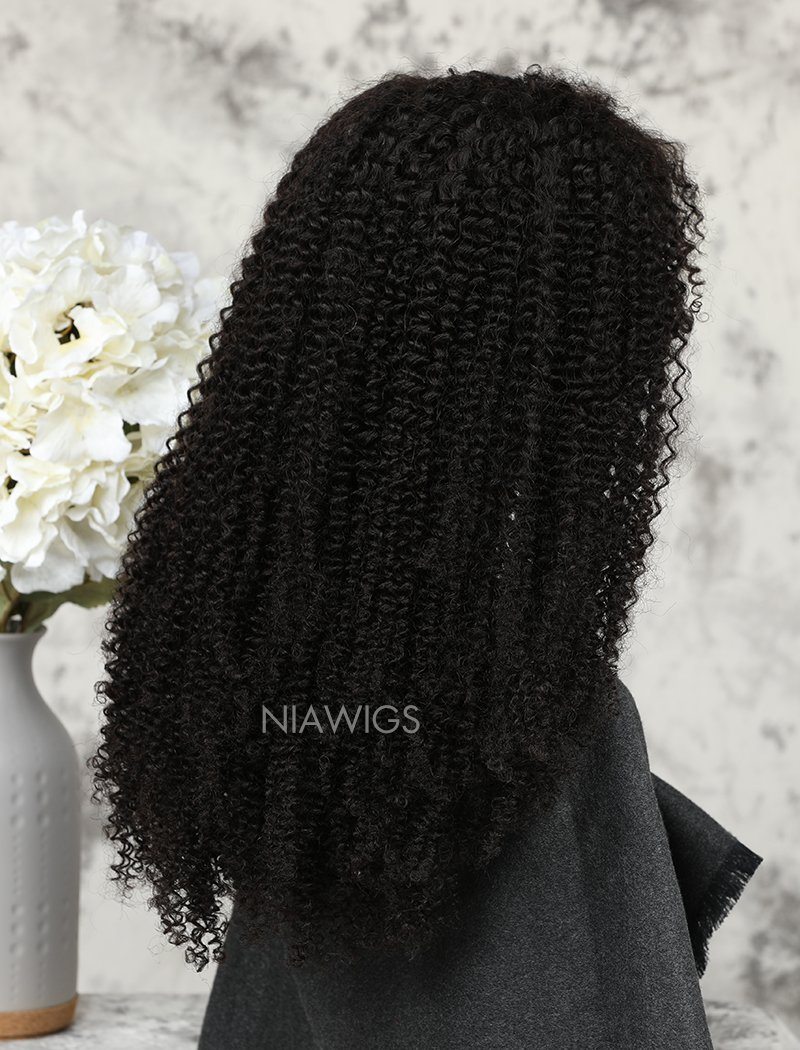 New Arrival Curly Human Hair Glueless Full Lace Wigs Middle Parting
