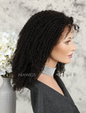 Kinky Curly Human Hair Lace Front Wigs Free Parting For African American