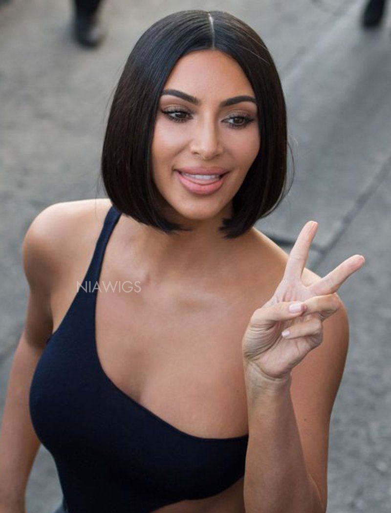 Kim Kardashian Celebrity Short Bob Virgin Hair Lace Front Wig Instock Wigs