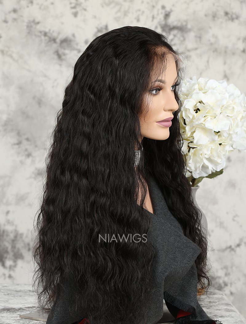 Best Selling Natural Wavy Human Hair Glueless Full Lace Wigs With Baby Hair