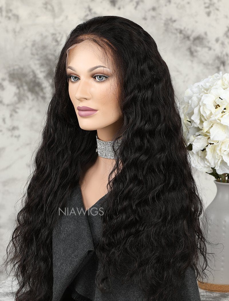 Clearance Natural Wavy Human Hair Glueless Full Lace Wigs With Baby Hair