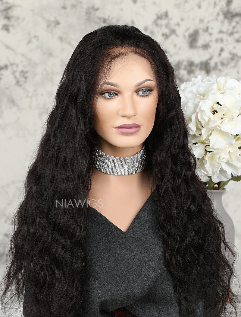 Best Selling Natural Wavy Human Hair Glueless Full Stretchable Wigs With Baby Hair