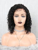 Curly Human Hair Lace Front Wigs Free Parting With Removeable Bands