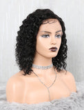 Curly Human Hair Lace Front Wigs Free Parting With Removeable Bands