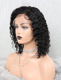Curly Human Hair Lace Front Wigs Free Parting With Removeable Bands
