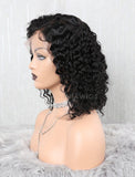 Curly Human Hair Lace Front Wigs Free Parting With Removeable Bands