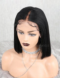 Yaki Straight Bob Human Hair Glueless Full Tied Wigs With Removeable Bands